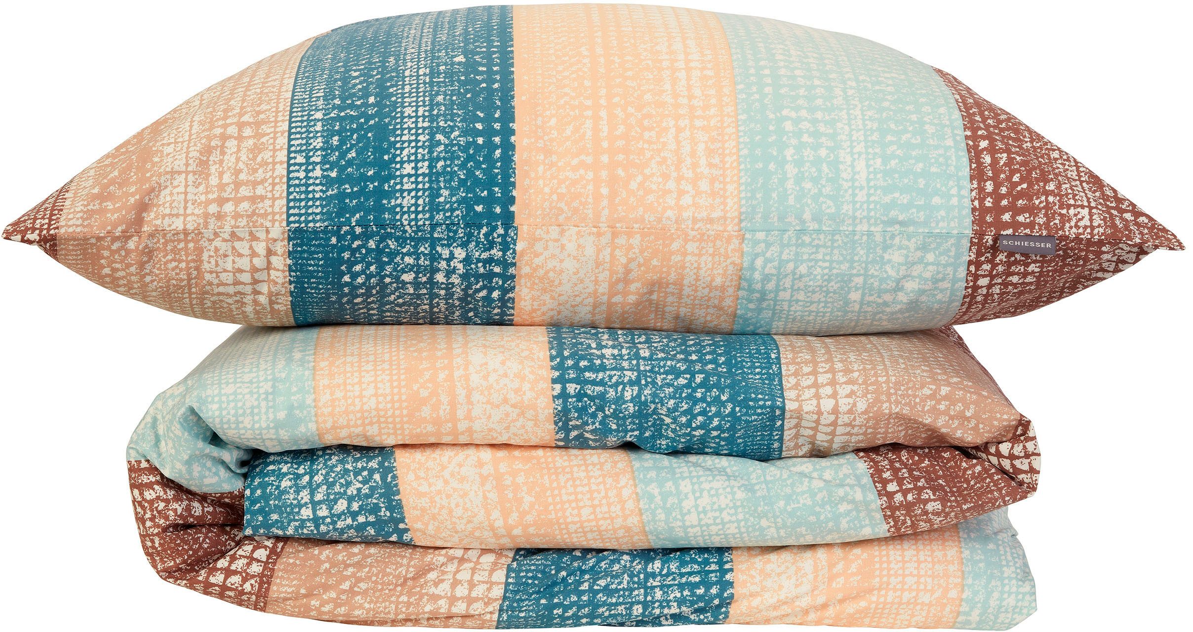Schiesser Bettwäsche Emilia aus weicher Baumwolle und texturierten Streifen, Renforcé, 2 teilig, MADE IN GREEN by OEKO-TEX®
