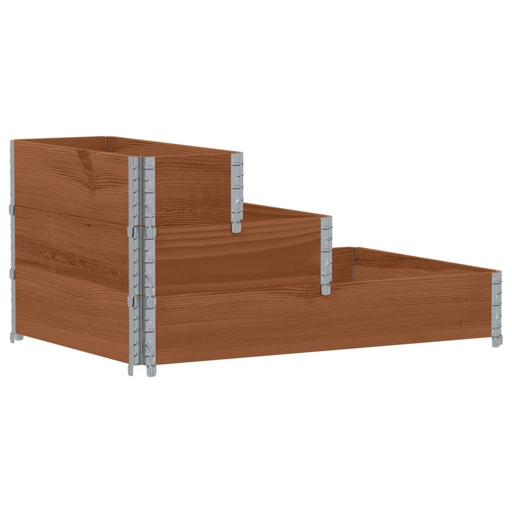 Blumentopf Paletten-Aufsatzrahmen 3-fach Braun 120x80 cm Massivholz Kiefer