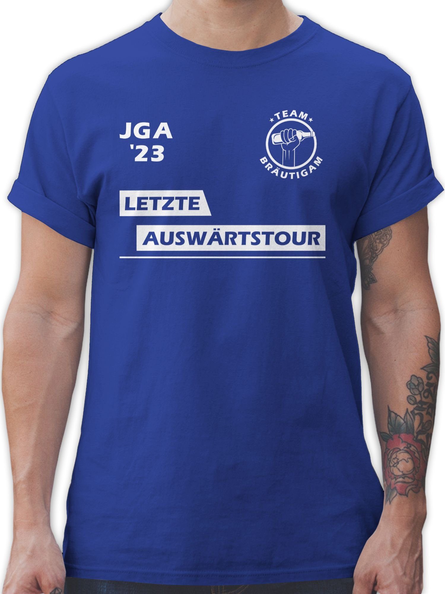 Männer Royalblau Shirtracer 3 JGA T-Shirt Team Bräutigam Auswärtstour Letzte