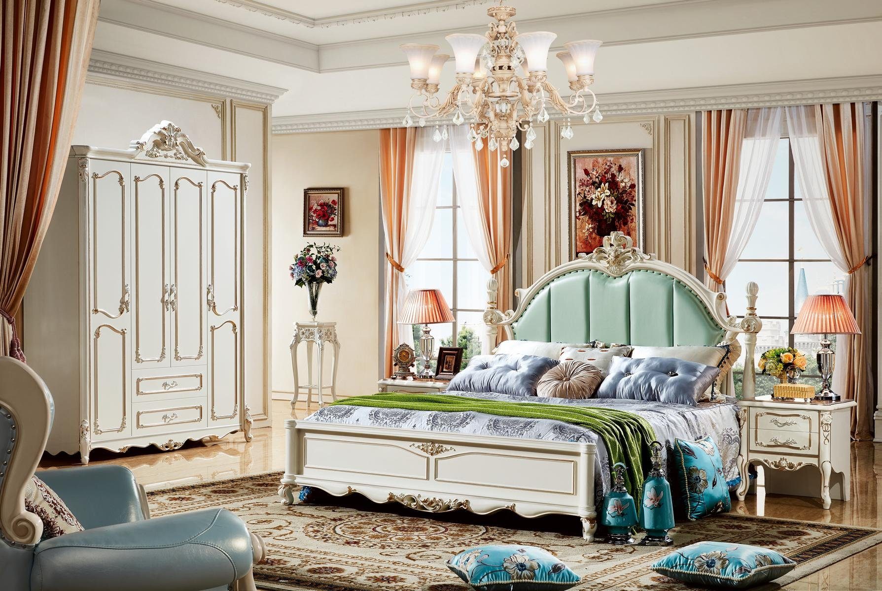 JVmoebel Bett Elegantes blaues Lederbett für das Schlafzimmer im schönen Design (Nur Bett), Made in Europa