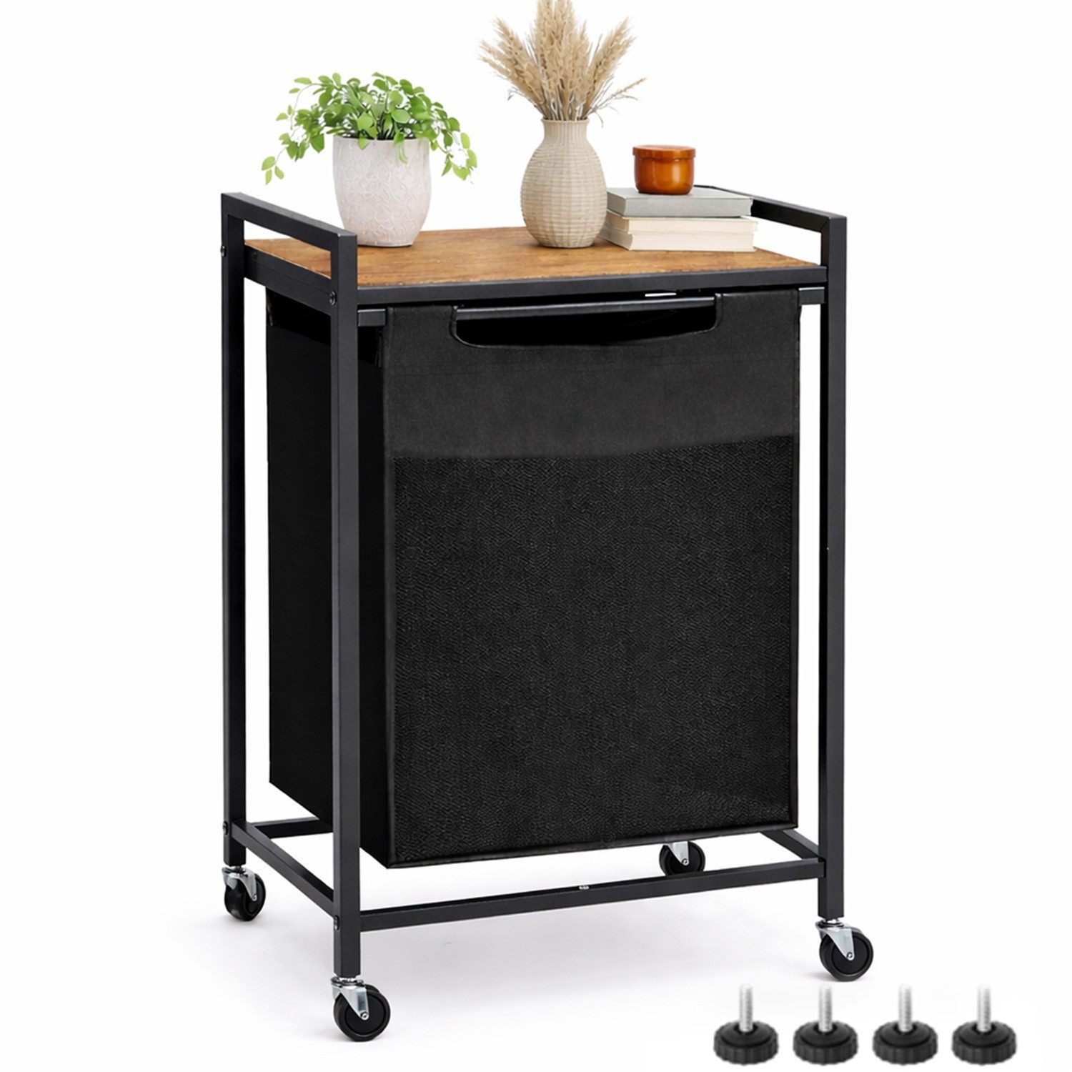 SURFOU Wäschekorb mit Rollen Wäschesammler Beweglicher Wäschewagen (1 St., mit Ablage Wäschebox Wäschesack aus Oxford-Gewebe Waschesammelboxaus), aus Oxford-Gewebe Abnehmbar, Metallrahmen
