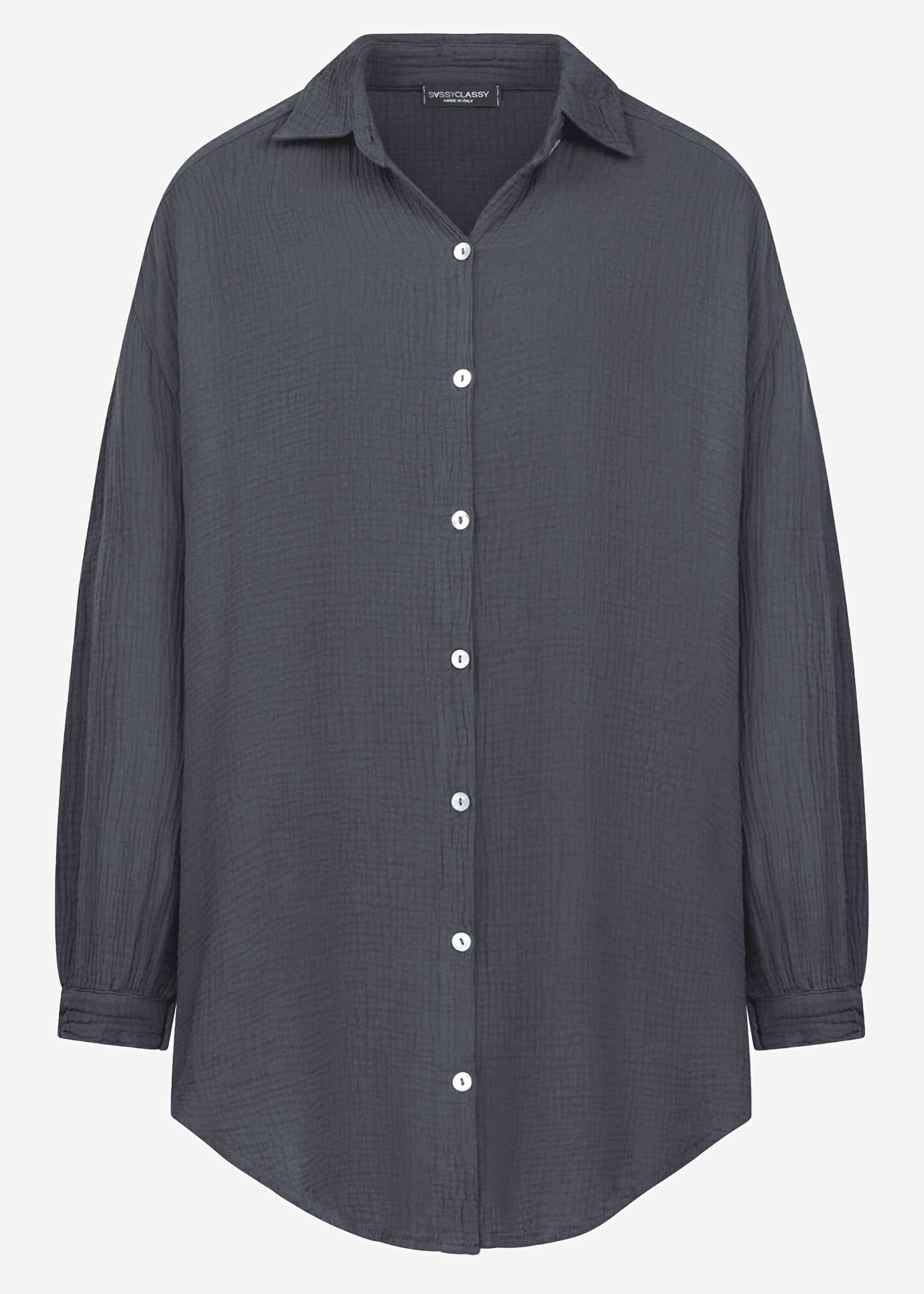 SASSYCLASSY Longbluse Oversize Musselin Bluse Damen günstig online kaufen