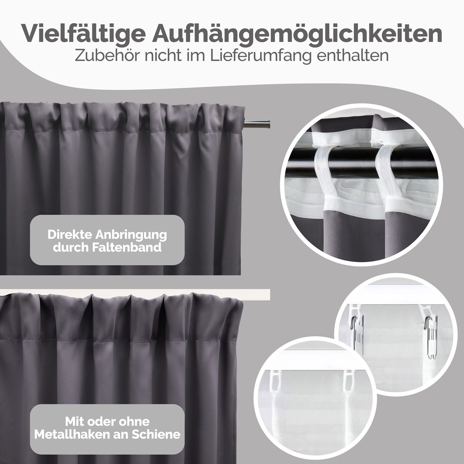 Blumtal Verdunkelungsvorhang Verdunkelungsvorhang 2er-Set Thermovorhang Wärme- & Kälteisolierend, OEKO TEX Zertifiziert mit Kräuselband