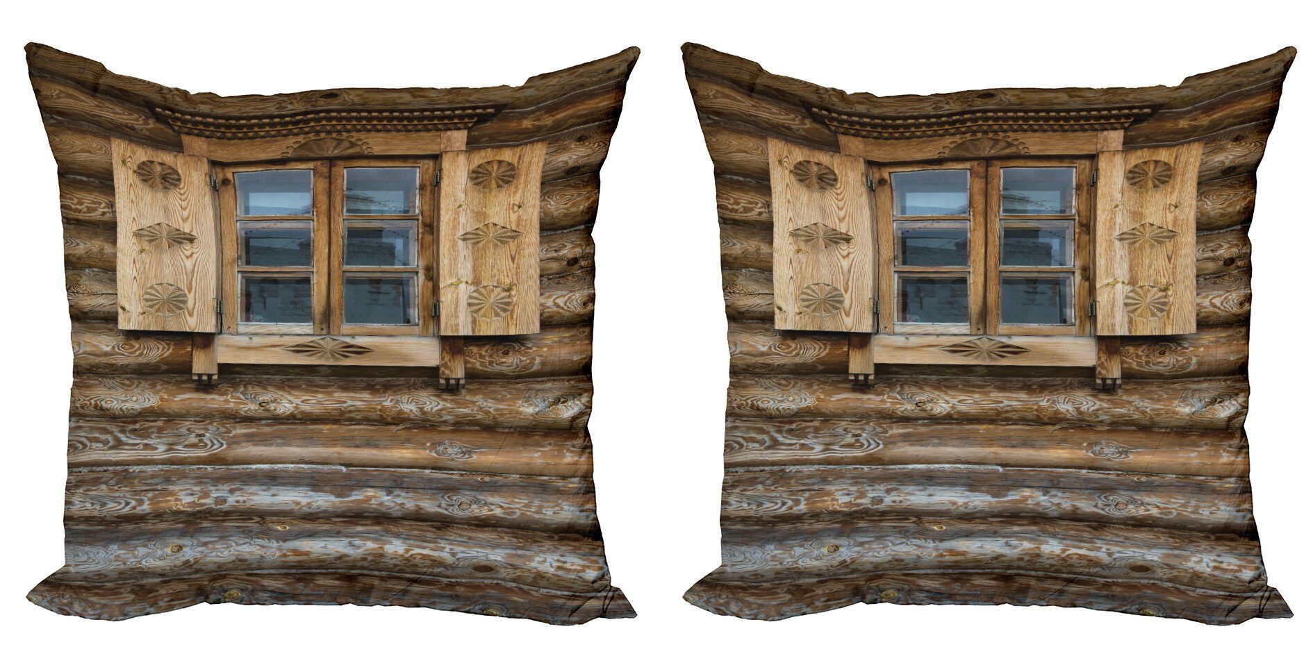 Shutter Stück), Modern Digitaldruck, Kissenbezüge Holzhaus (2 Accent Abakuhaus Doppelseitiger Rustikal