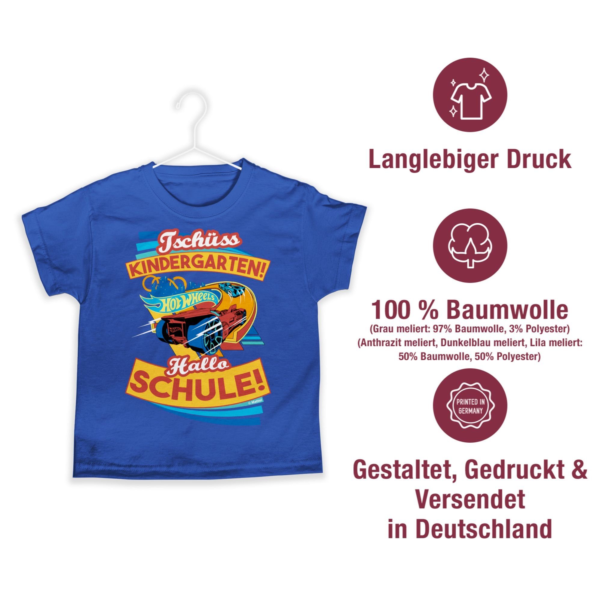 01 Shirtracer Wheels Tschüss Kindergarten! T-Shirt Hot Schule! Royalblau Jungen Hallo