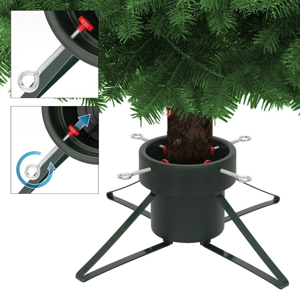 ECD Germany Christbaumständer Weihnachtsbaumständer mit Wasserschale & 4 Festellschrauben, Dunkelgrün Metall Tannenbaumständer für Bäume bis 250 cm Höhe