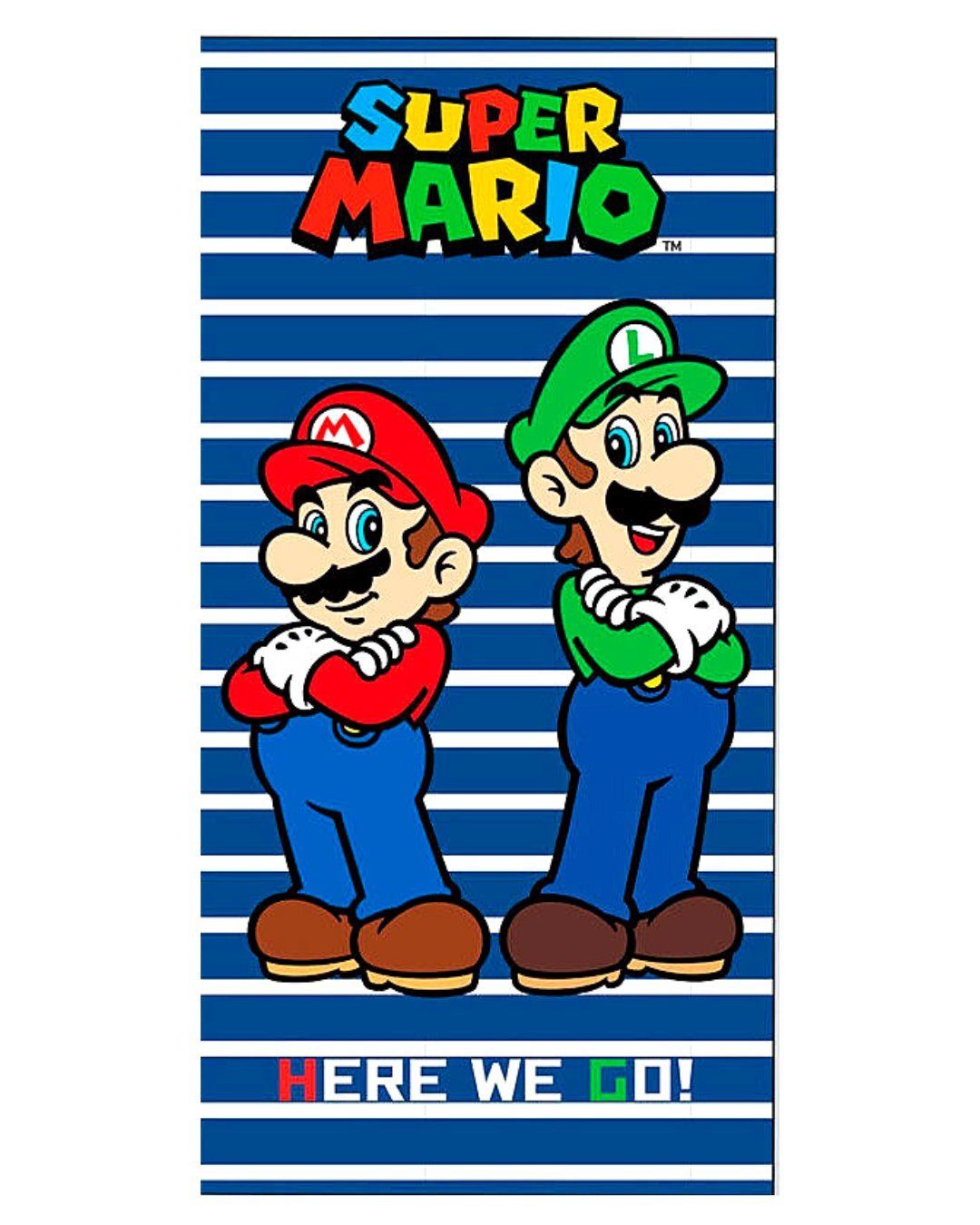 Super Mario Badetuch Super Mario & Luigi, Jungen XXL Strandtuch aus 100 %  Baumwolle 70 x 140 cm