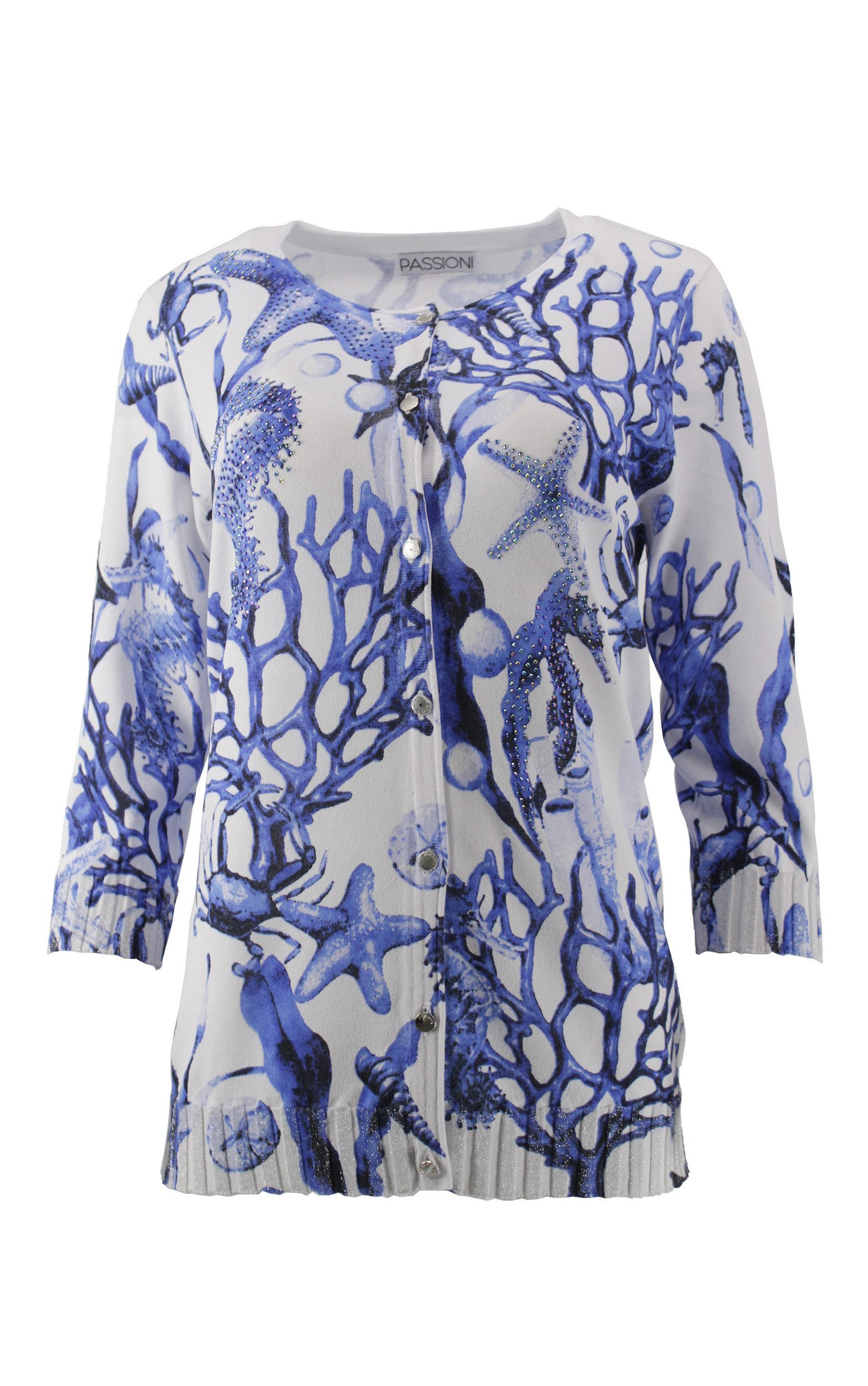 Passioni 2-in-1-Strickjacke Twinset mit Korallen-Print günstig online kaufen