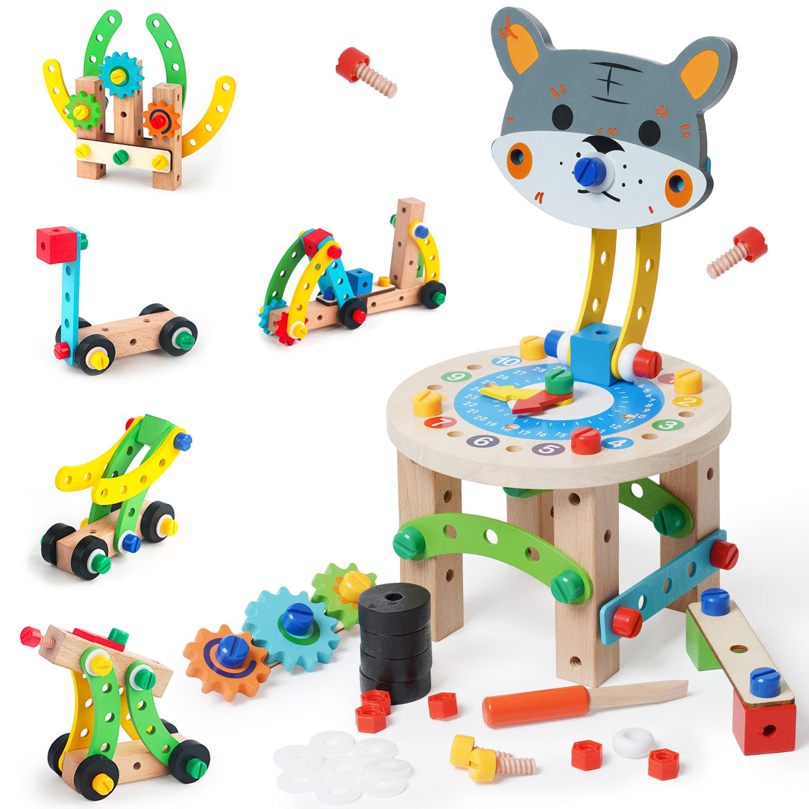 LBLA Spielwerkbank Werkbank aus Holz mit Werkzeug und Zubehör DIY Kinderwerkzeug, Spielwerkzeug-Set Werkzeugbank-Set für Kinder ab 2 Jahre