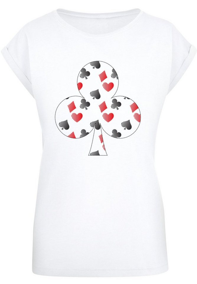 F4NT4STIC T-Shirt Kartenspiel Kreuz Herz Karo Pik Poker Print, Das Model  ist 170 cm groß und trägt Größe M
