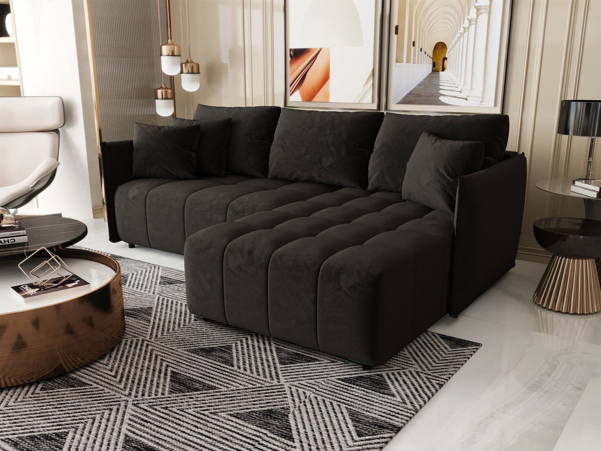 Ecksofa Schlafsofa Sofa TREVISO in Stoff Monolith