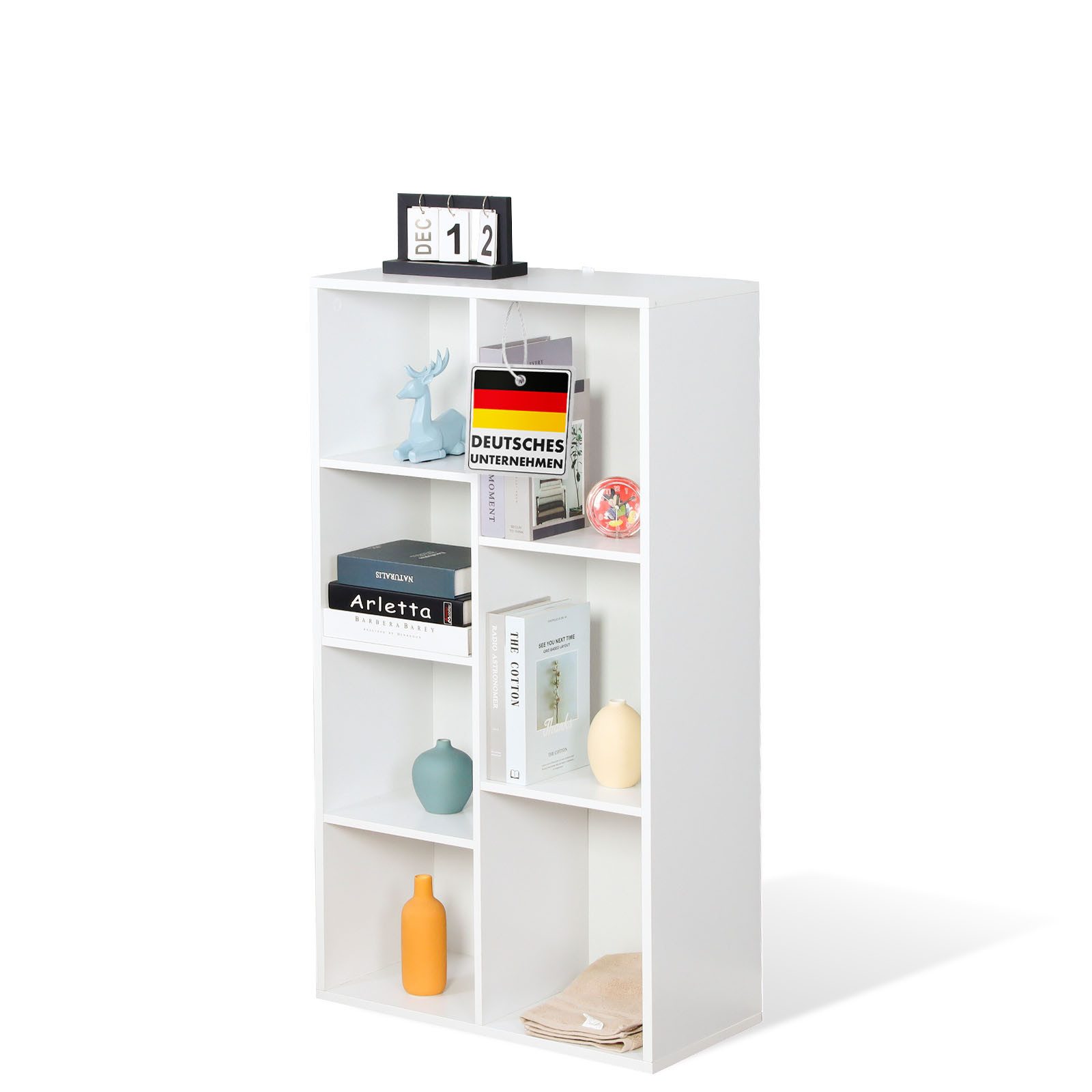 Floordirekt Bücherregal California, platzsparendes Regal aus Holzwerkstoff mit Kipp-Sicherung, 7 Fächer 1-tlg., Standregal 59.6 x 29 x 108 cm mit Montagematerial und offenen Fächern