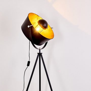 hofstein Stehlampe »Ghedi« Stehleuchte, Schwarz/Gold aus Metall, Gestell aus Metall, ohne Leuchtmittel, Ø40cm, E27, verstellbare Bodenleuchte im Retro-Design