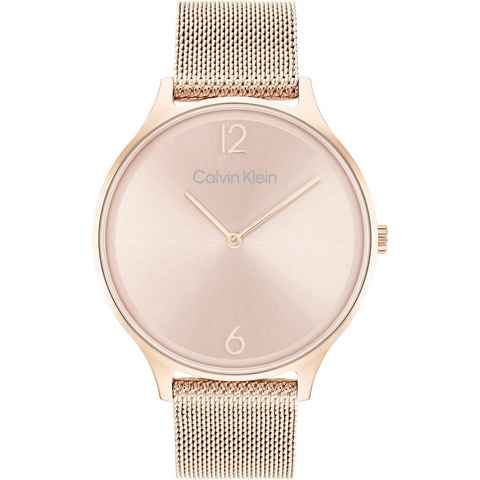 Calvin Klein Quarzuhr Timeless 2H, 25200002, Armbanduhr, Damenuhr, Mineralglas, IP-Beschichtung