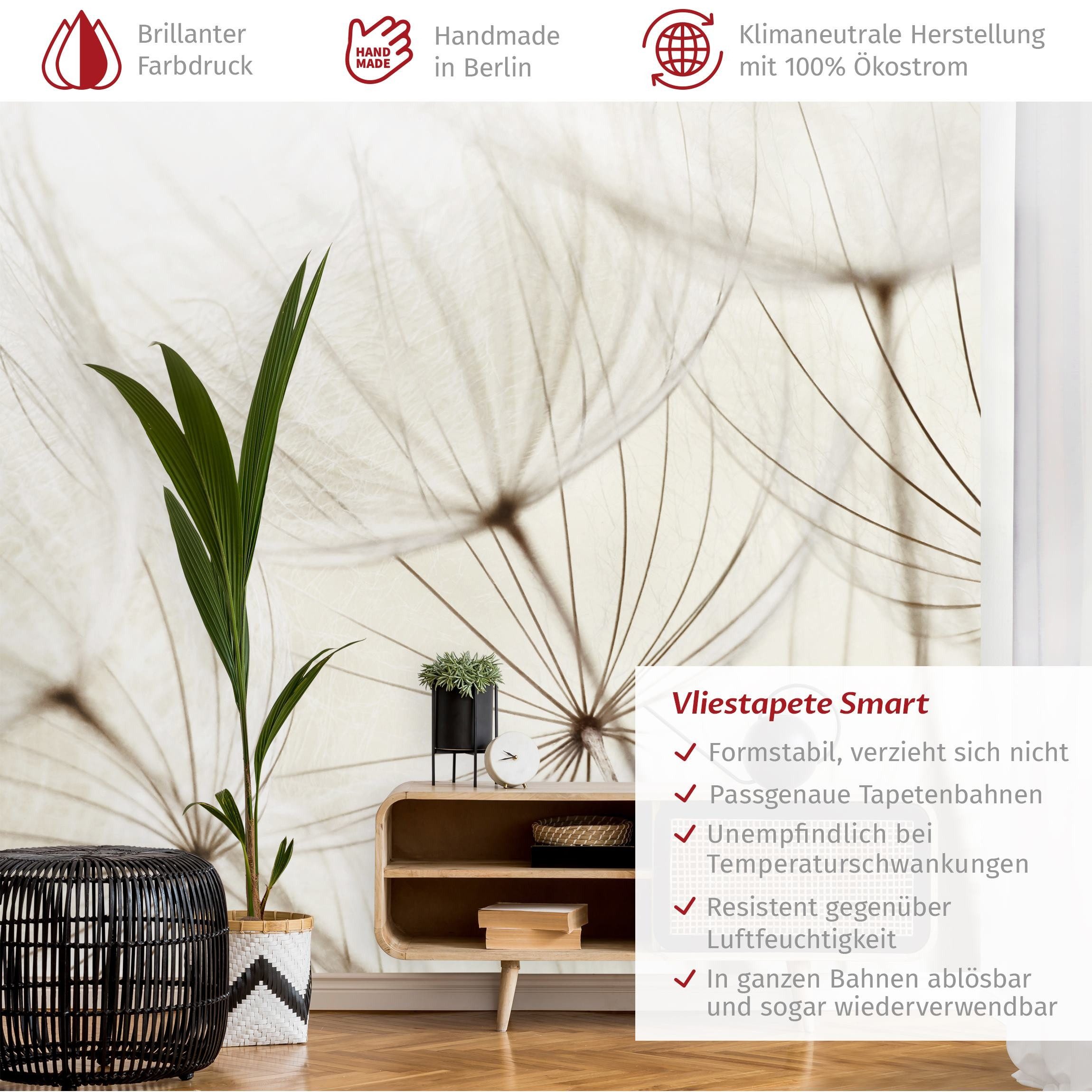 Bilderdepot24 Fototapete Blumen Sanfte Gräser Blumentapete günstig online kaufen