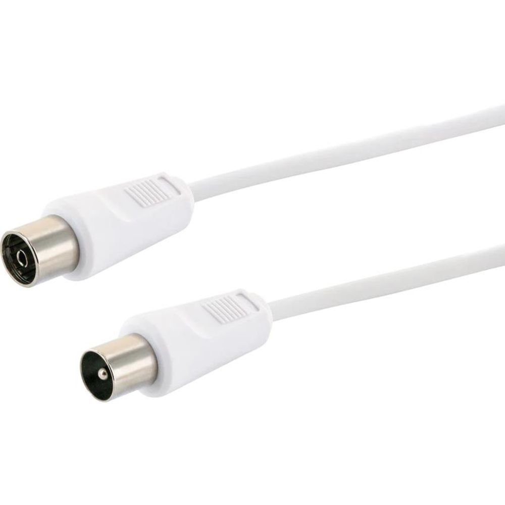 Schwaiger TV Anschlusskabel für Self-Install TV-Kabel, Antennenkabel, 1,5m, weiß, Vodafone Kabel Deutschland, TV Anschlusskabel, IEC Stecker, IEC Buchse, Innenring Feder