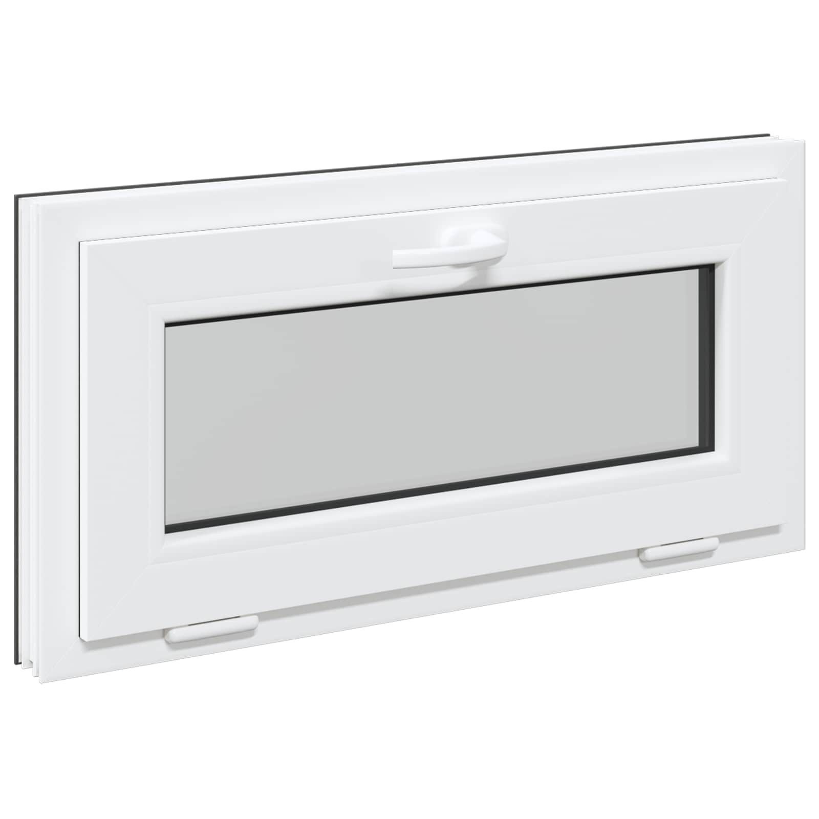 vidaXL Fenster Kellerfenster RISOR 80 x 40 cm PVC und Glas Anthrazit, (1 St)