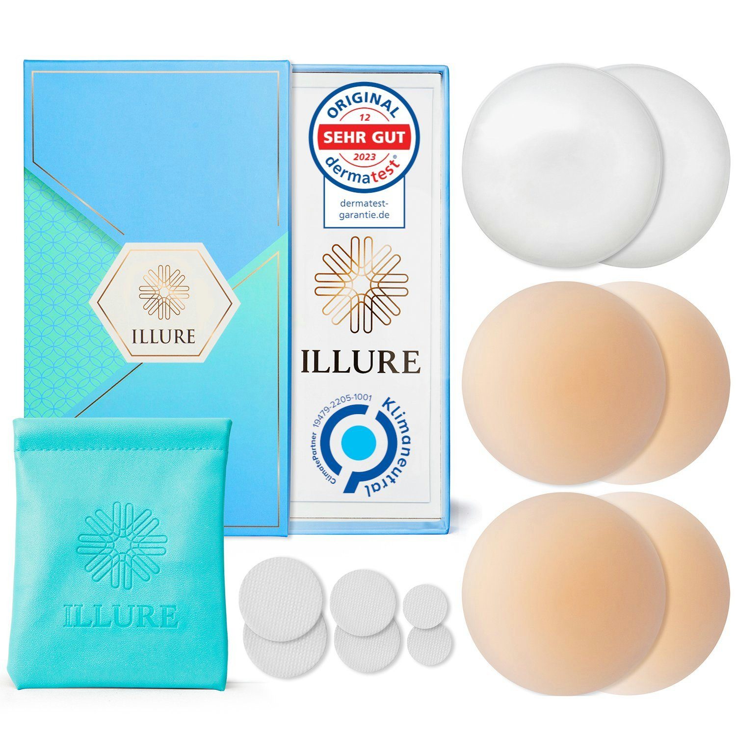 ILLURE BH-Einlagen Nippelpads – Nipple Cover Brustwarzenschutz -Wiederverwendbar&waschbar, mit kleiner Tragetasche für diskreten Transport im Alltag