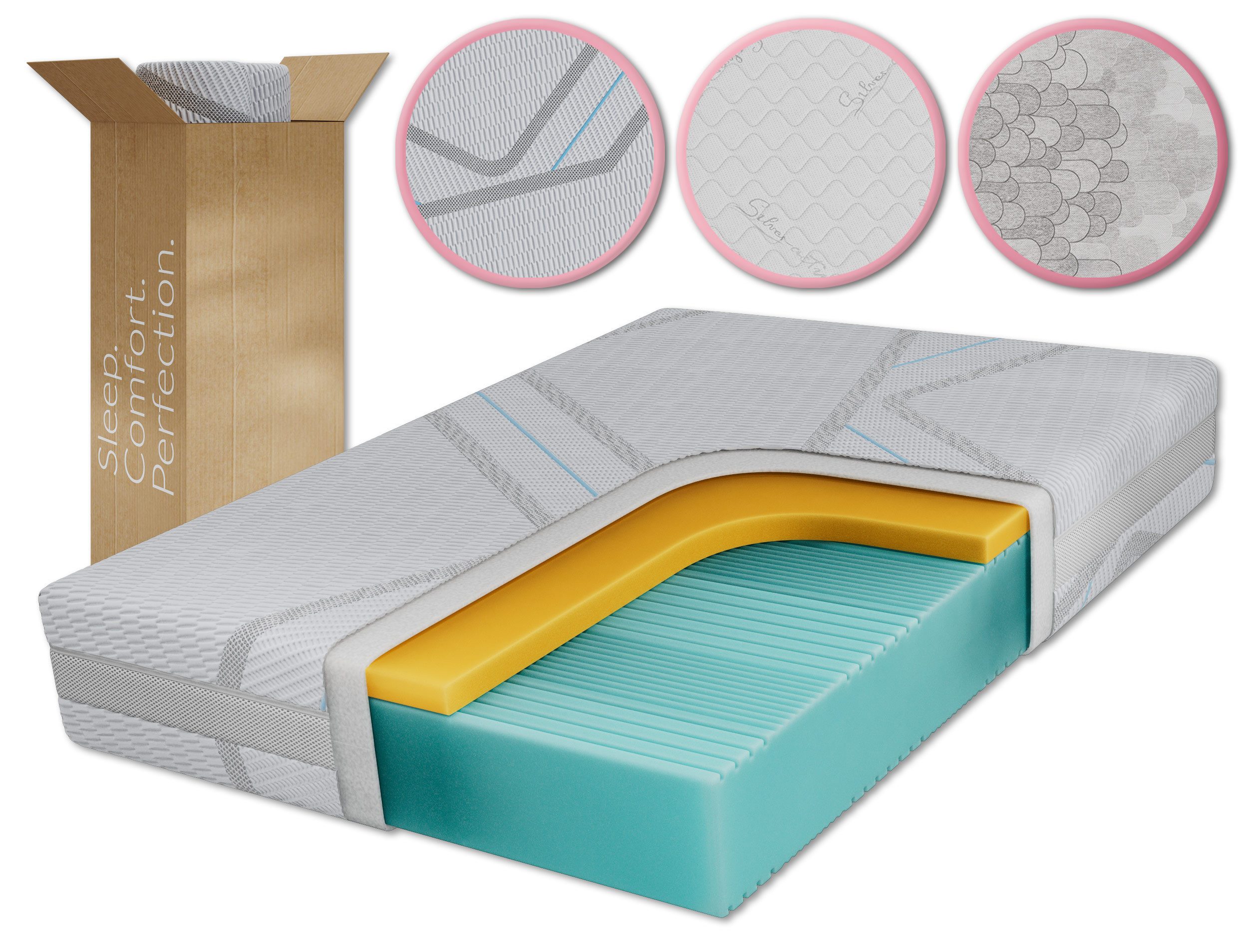 Visco-Matratze MIRO, MKS MÖBEL, 21 cm hoch, (Matratze, Schaummatratze, Visco-Schaum, HR30-Kaltschaum, 7-Zonen), Lux: Premium-Strickware, atmungsaktiv, kühlend