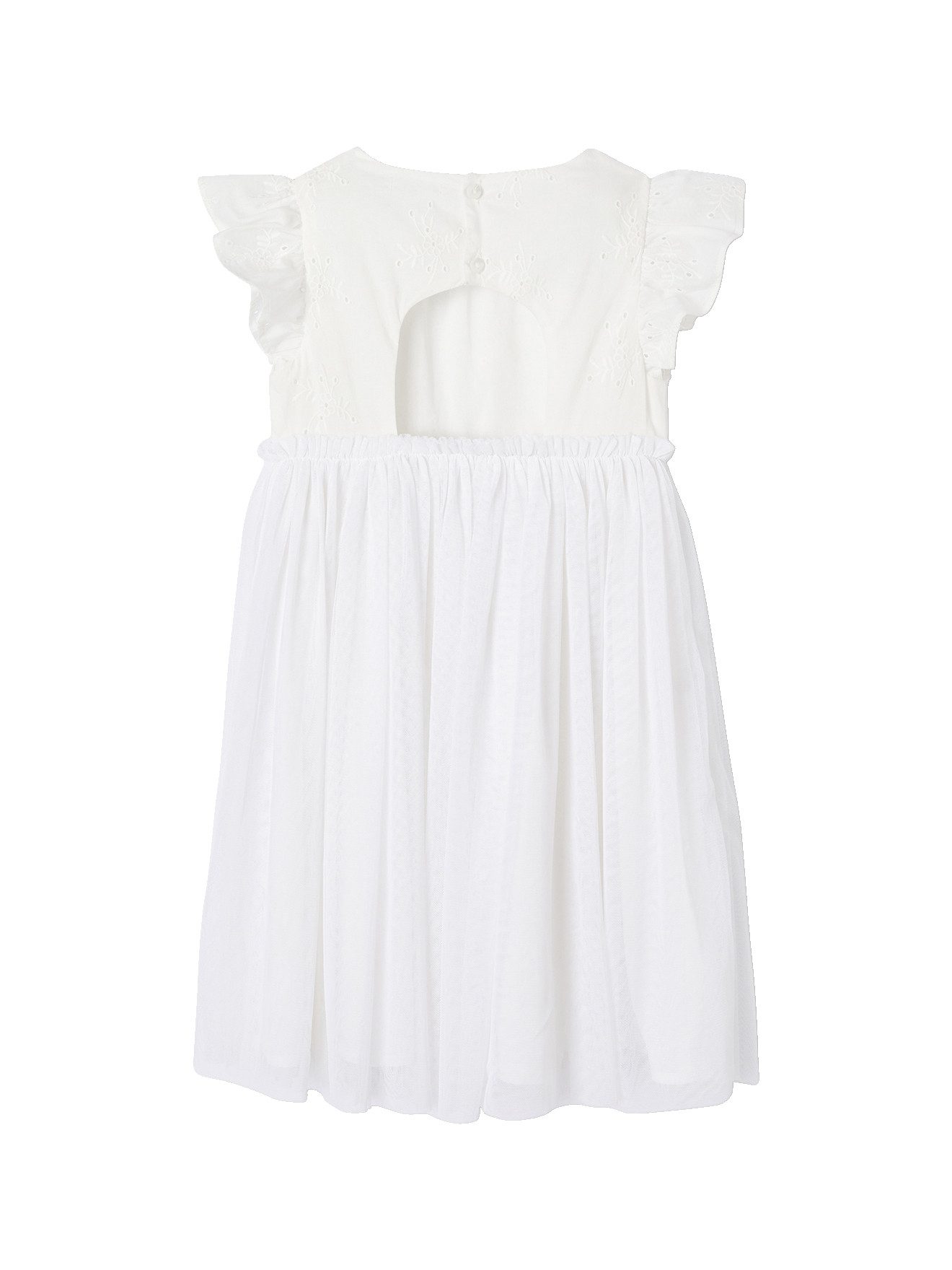 vertbaudet Minikleid Mädchen Festkleid mit Lochstickereien und Tüllrock Lochstickerei