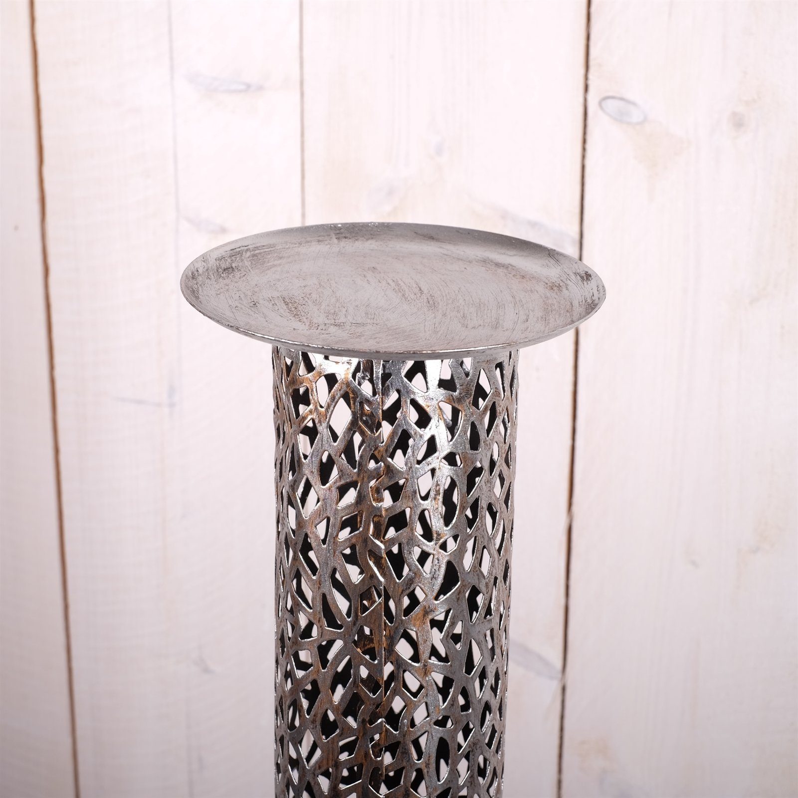DESIGN DELIGHTS Kerzenständer RIESEN KERZENSTÄNDER "ETERNAL", Metall, 80 cm, antik-silber, Säule