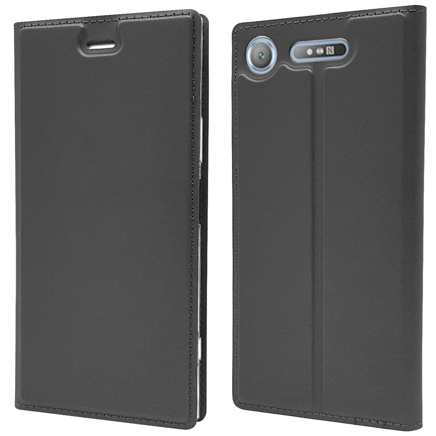 Nalia Smartphone-Hülle Sony Xperia XZ1, Kunstleder Flip Case Hülle mit Magnetverschluss / Klapphülle mit Aufstellfunktion / Kratzfest Book Cover / Stoßfest Rundum Handy-Tasche / Hardcase Klappbar / 360° Etui Komplettschutz / Kickstand Case Handy-Schale Hardcover