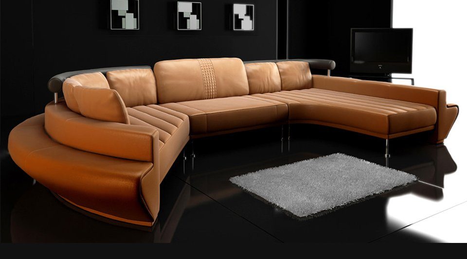 in XXL BULLHOFF Grün Sofa Europe, Designsofa Couch ZÜRICH, ORIGINAL U-Form Blau Wohnlandschaft Wohnlandschaft das Leder Made