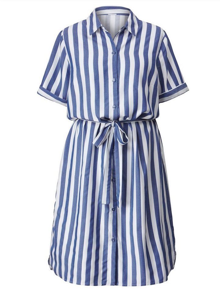 Sara Lindholm by HAPPYsize Kleid mit streckendem Streifendessin in blau