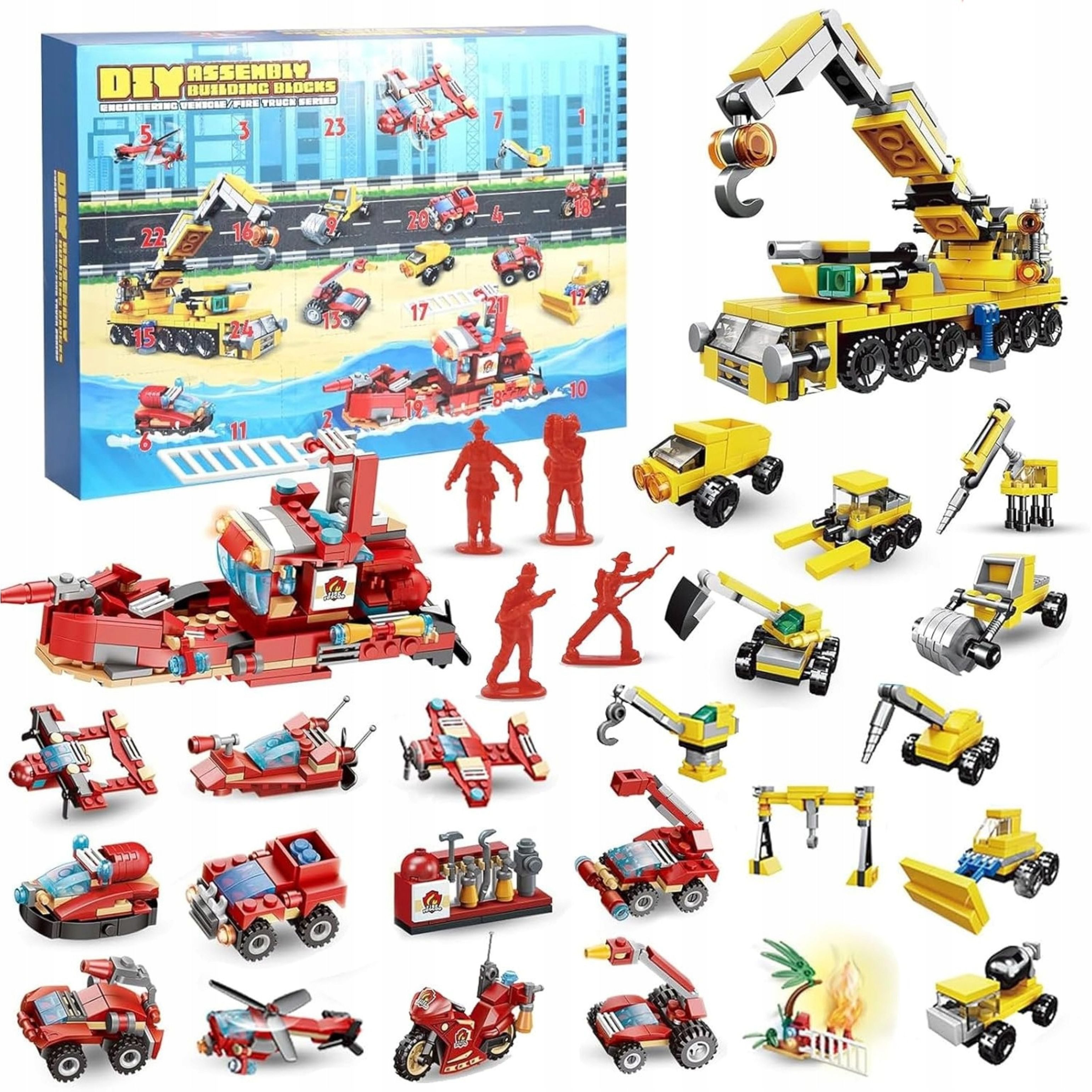 Festivalartikel Adventskalender Adventskalender Kinder Baustelle Feuerwehr Fahrzeuge & Фигурки (1-tlg)