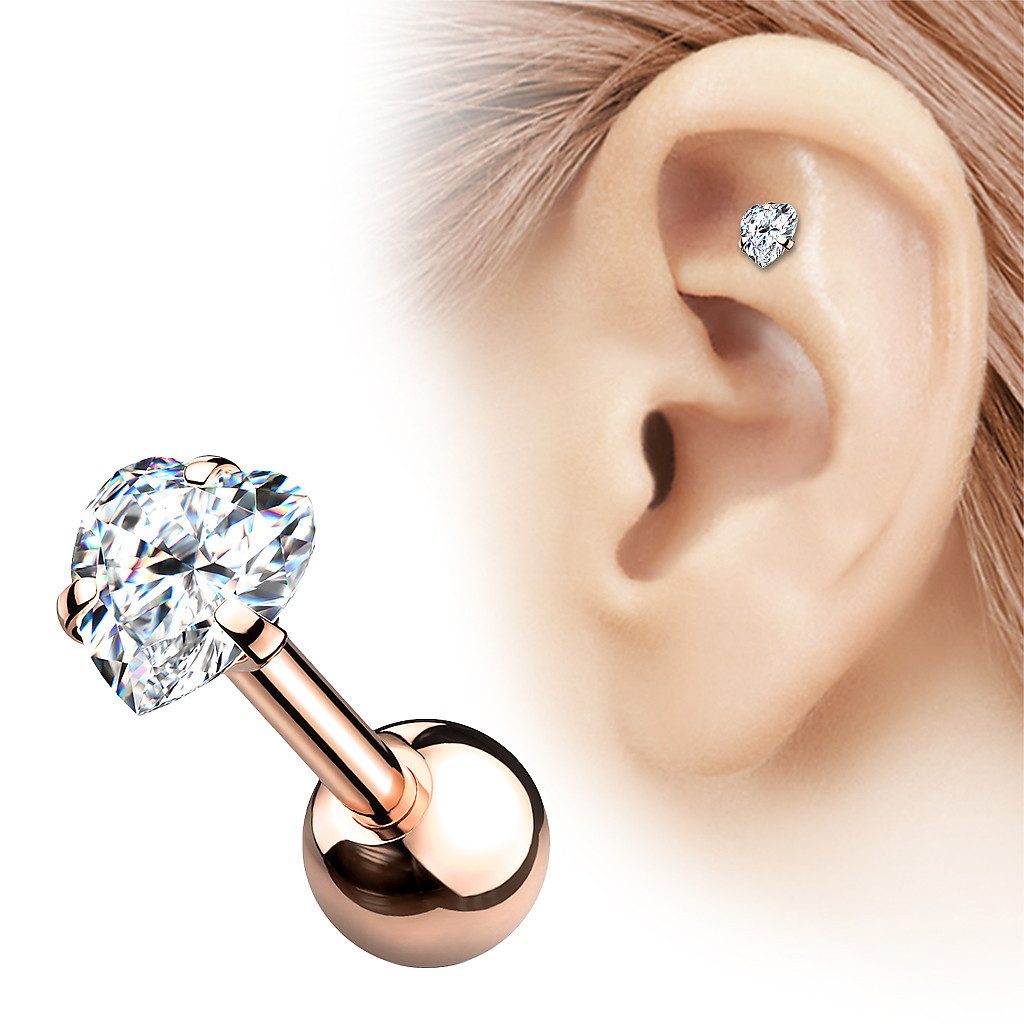 Taffstyle Piercing-Set Tragus Chirurgenstahl mit Herz Zirkonia Rosegold 1,2 günstig online kaufen