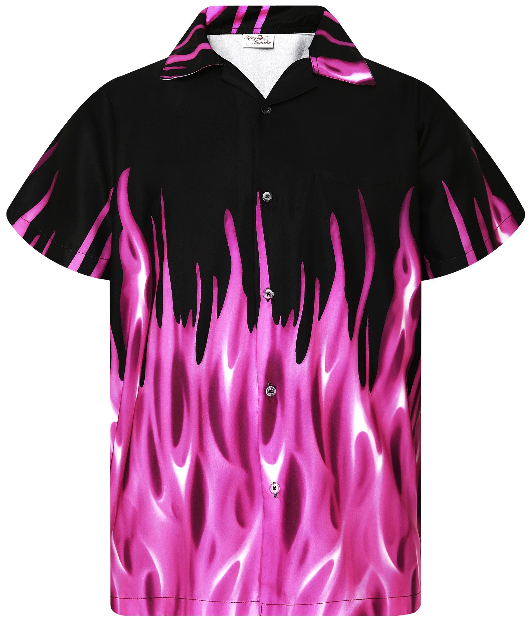 King Kameha Hawaiihemd Flames Funky Hawaii-Hemd Kurzarm Front-Tasche Stylis günstig online kaufen