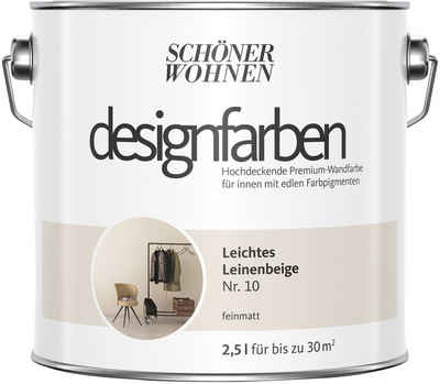 SCHÖNER WOHNEN-Kollektion Wand- und Deckenfarbe Designfarben, Leichtes Leinenbeige Nr. 10, hochdeckende Premium-Wandfarbe