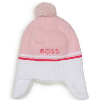 HUGO Bommelmütze BOSS Baby Bommelmütze mit Logo Stitching rosa