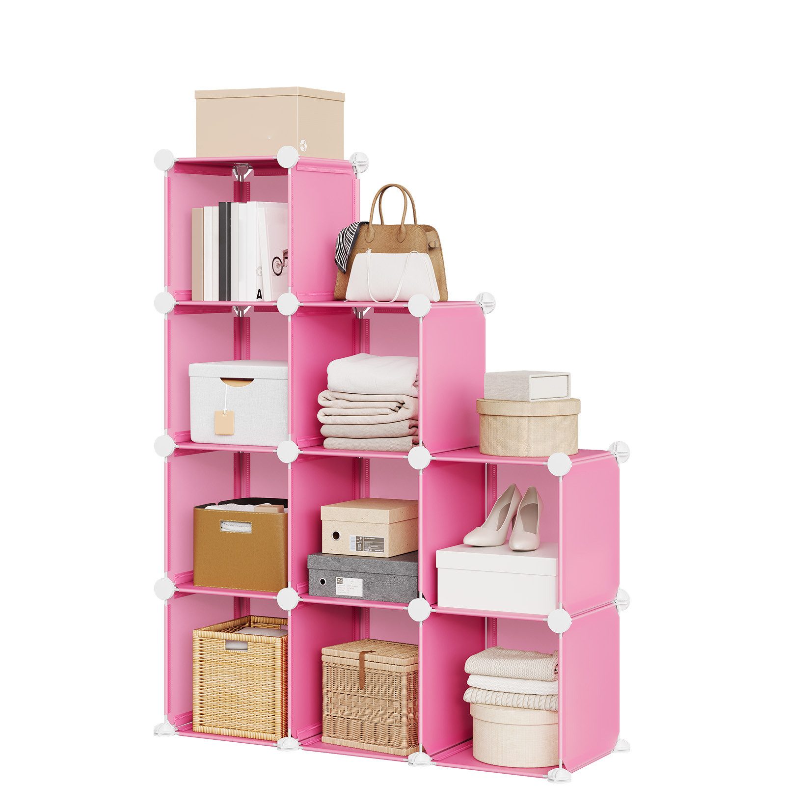 GarveeMore Schuhschrank mit 8/9/12 Fächern Schuhregal Schuhaufbewahrung Kunststoff