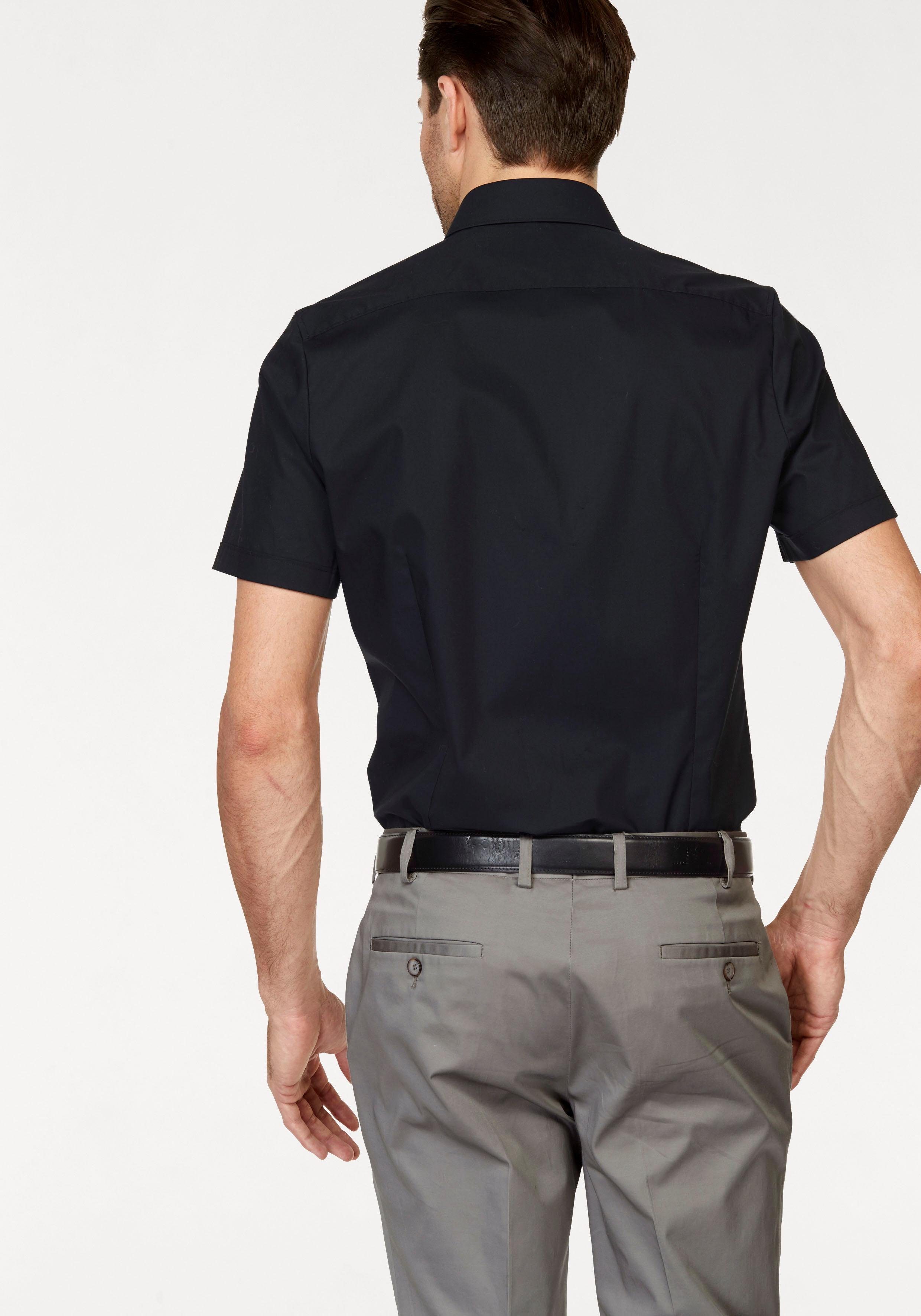 body Businesshemd Five Level klassisch, OLYMP unifarben schwarz fit