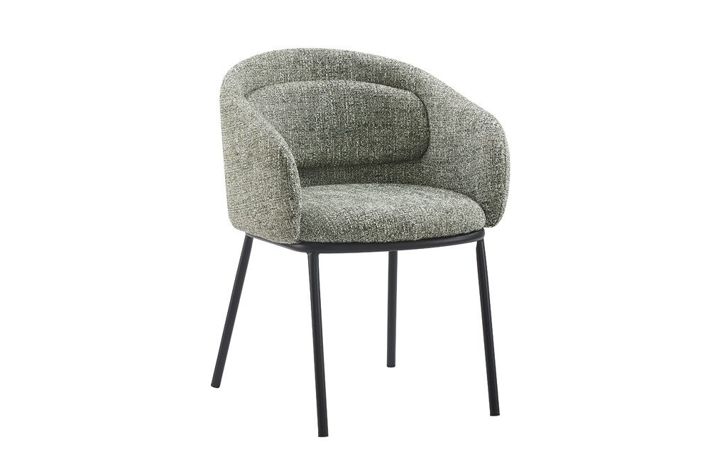 riess-ambiente Esszimmerstuhl FLORENZ grün-beige / schwarz - Strukturstoff, Metall, mit Armlehne (Einzelartikel, 1 St), Retro-Polsterstuhl - ideal für Ess-, Arbeits-, Wohnzimmer und Büro