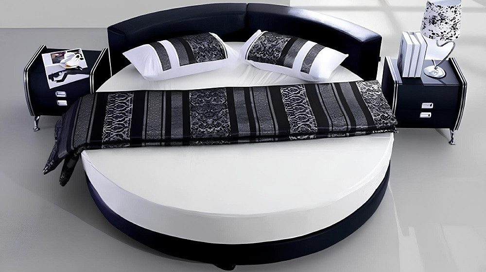 Xlmoebel Rundbett Luxuriöses rundes Polsterbett aus echtem Leder in modernem Design (Bett, Bett), Hergestellt in Europa