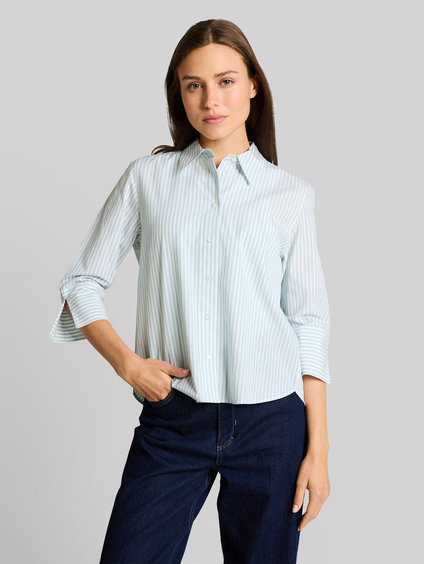TOM TAILOR Langarmbluse Blusen & Shirts Popeline Hemdbluse mit 3/4-Arm