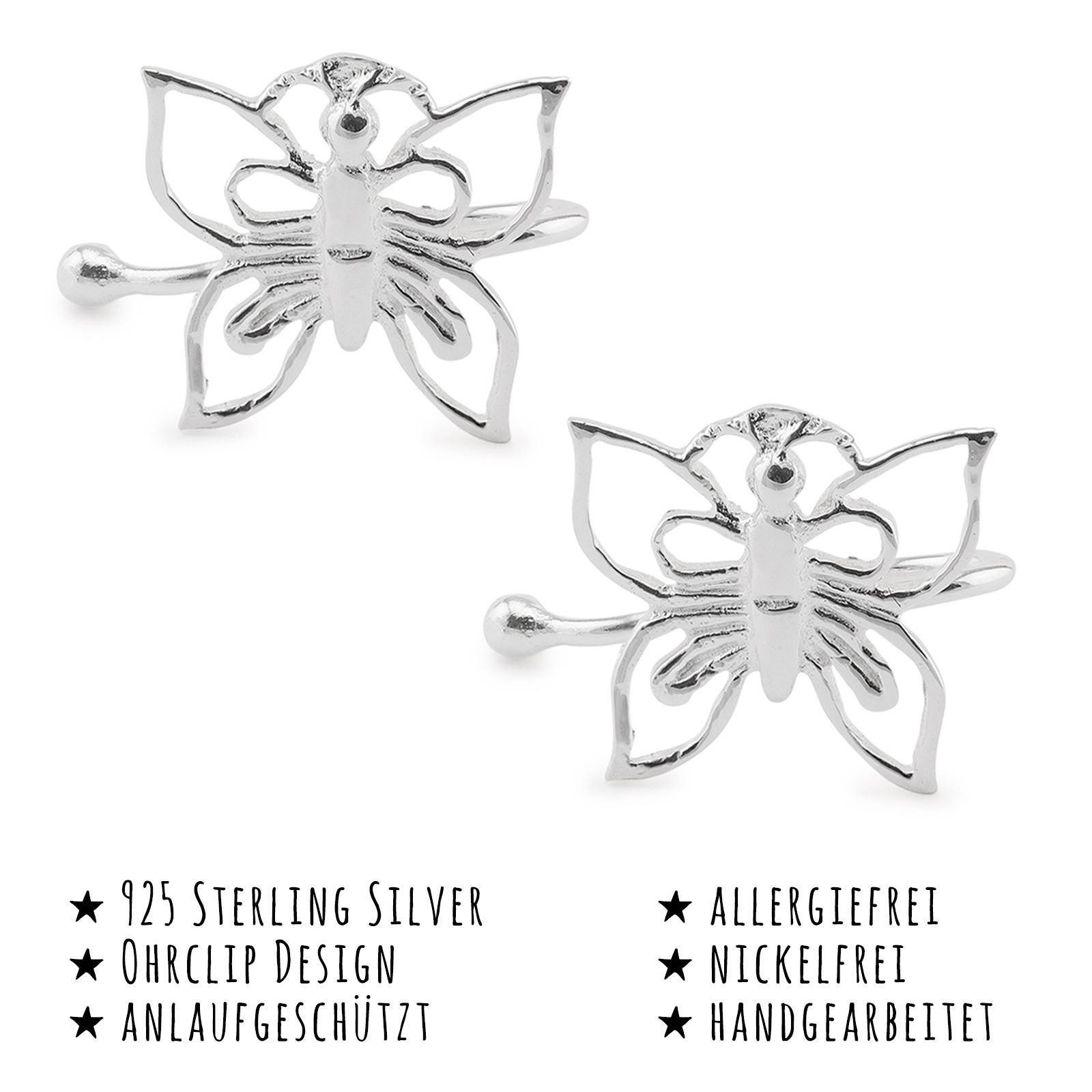 Monkimau Ohrklemmen-Set Schmetterling Ohrringe aus 925 Silber, Hypoallergen