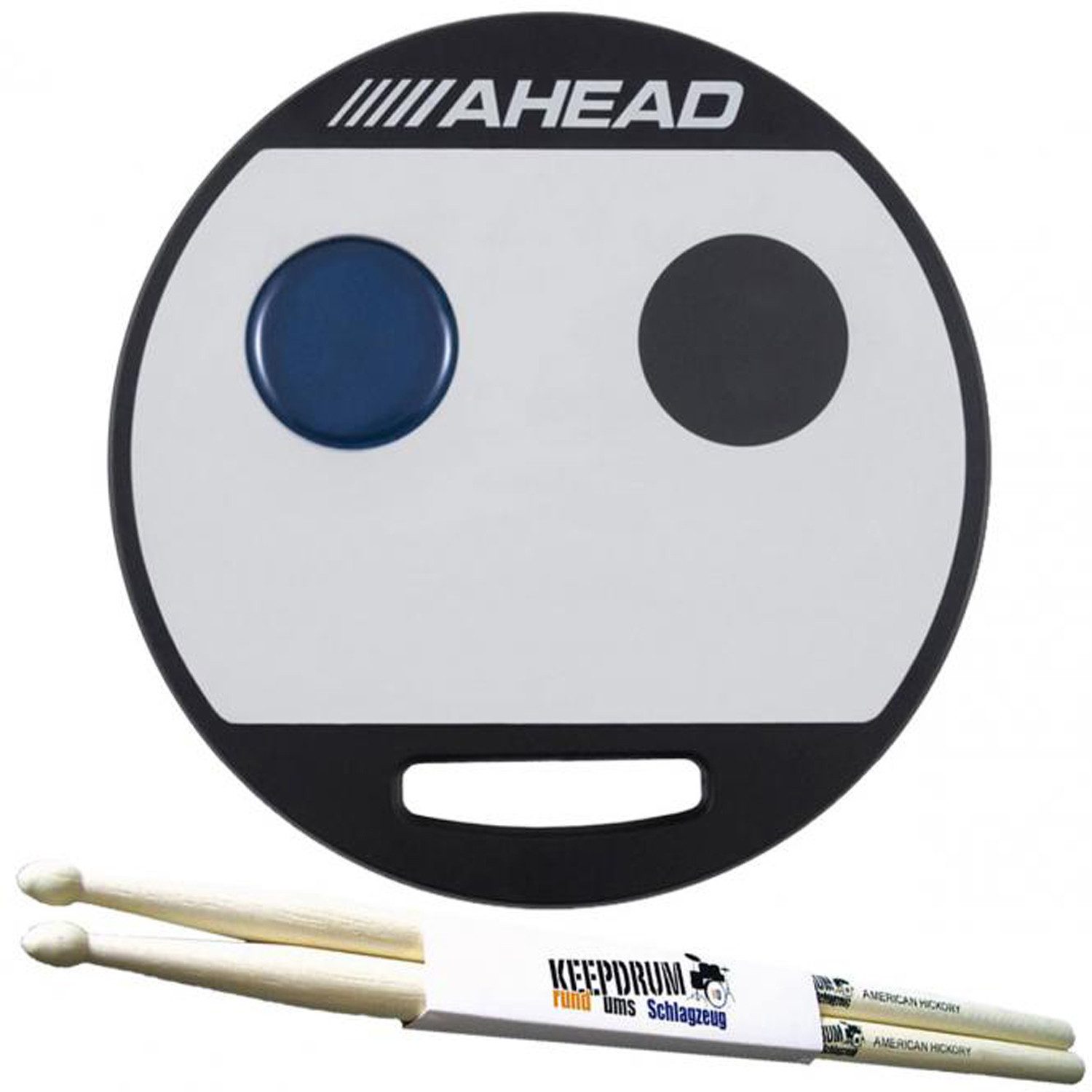 Ahead Schlagzeug Ahead Practice-Pad AHP3Z 3-Zonen 14 Zoll mit Барабанные палочки 1 Paar,Practice Pad, Practice-Pad, Vorteils-Set mit Барабанные палочки