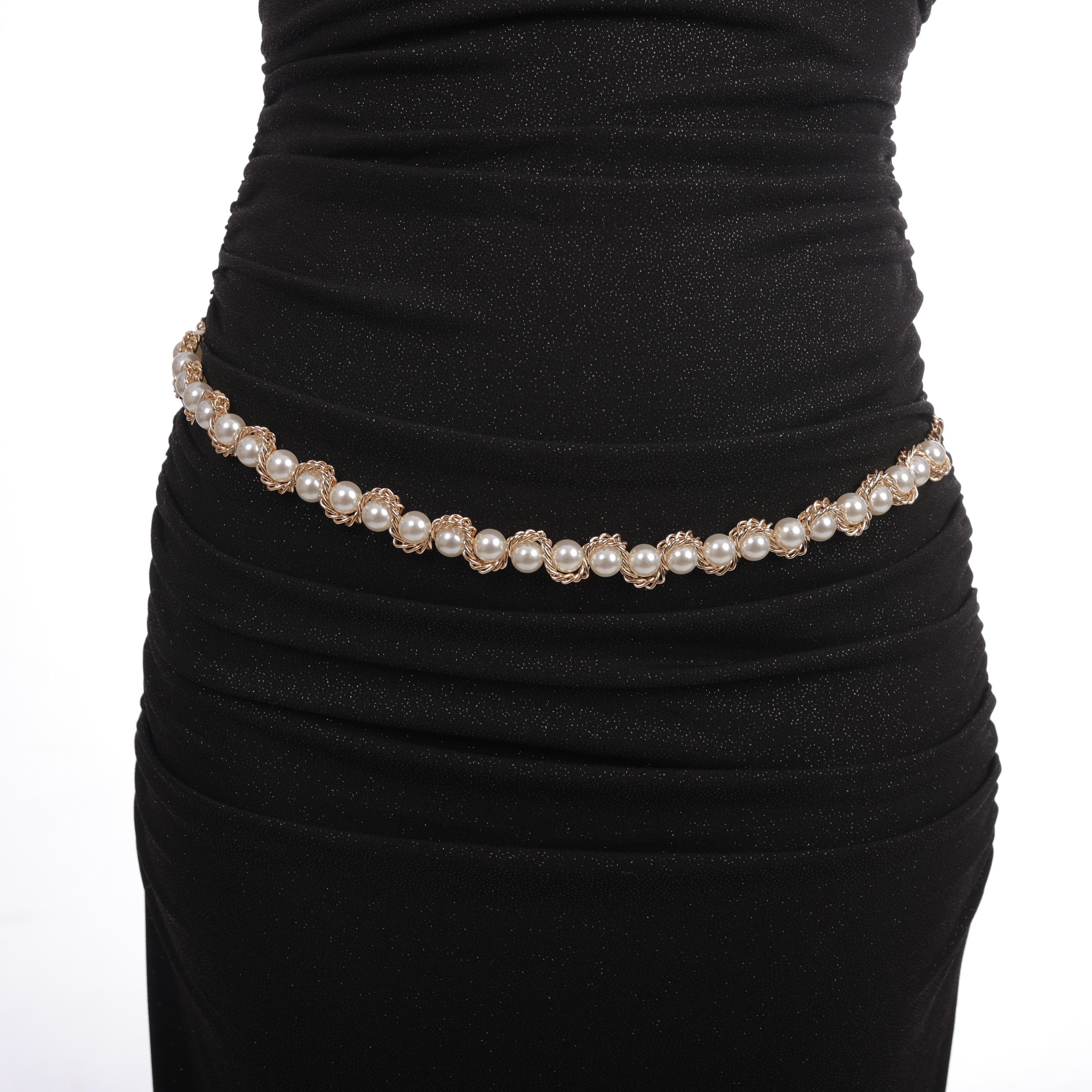 Cassandra Accessoires Kettengürtel Damen Taillenkette Gold - mit Perlen