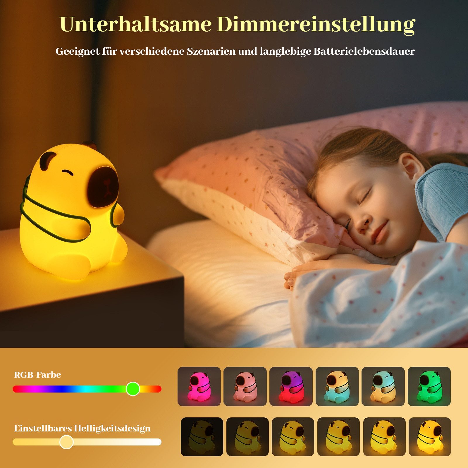 BlingBin LED Nachtlicht Capybara Silikon Nachttischlampe Touch RGB-Licht La günstig online kaufen