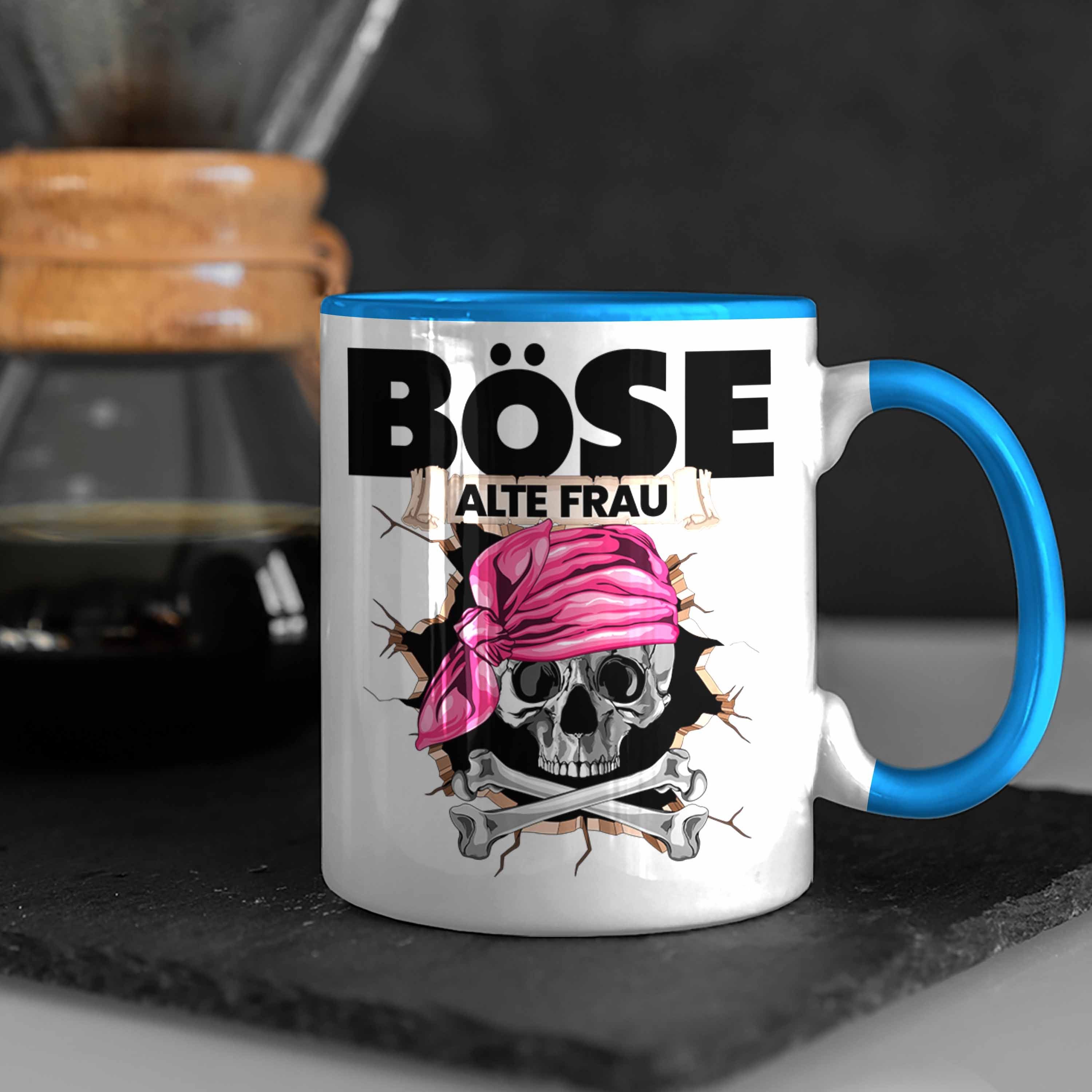 Frau Alte Tasse Piratin Kaffee-B Tasse Böse Geschenkidee Trendation für Frauen Blau Geschenk