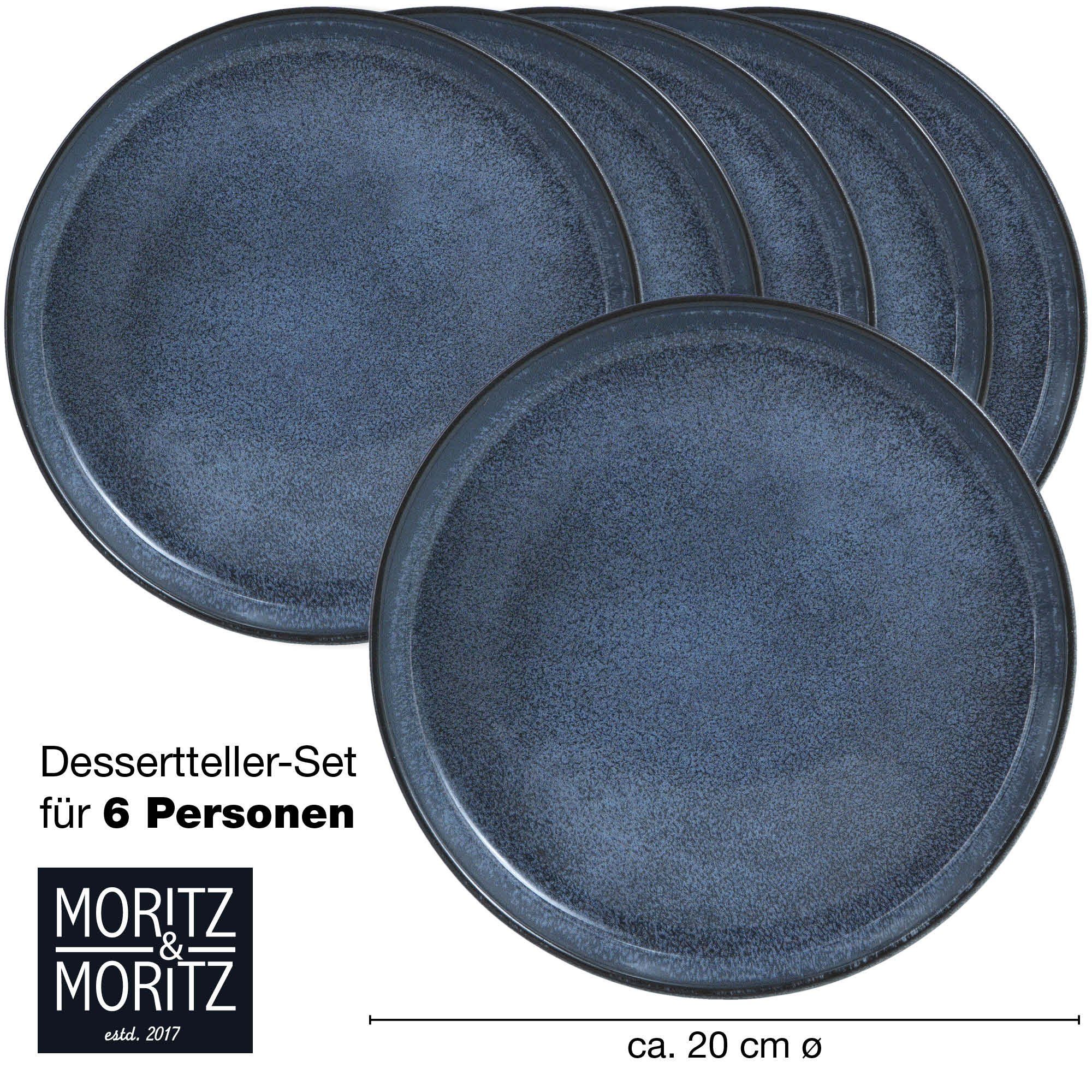 Moritz & Moritz Dessertteller Set Teller mikrowellengeeignet Dessert und blau, - 6 St), für Personen spülmaschinen- (6