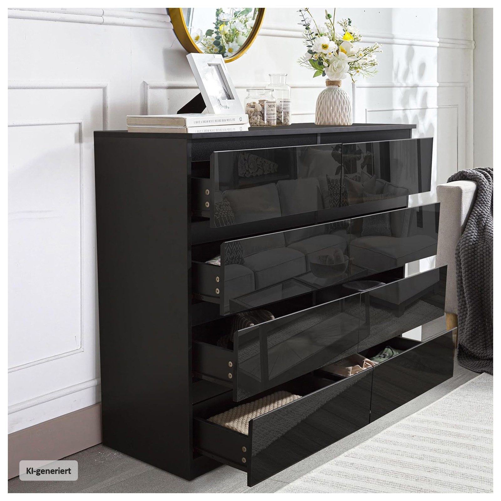 HTI-Living Kommode Kommode Kenji 8 Schubladen Hochglanz (Stück, 1 Kommode), Sideboard