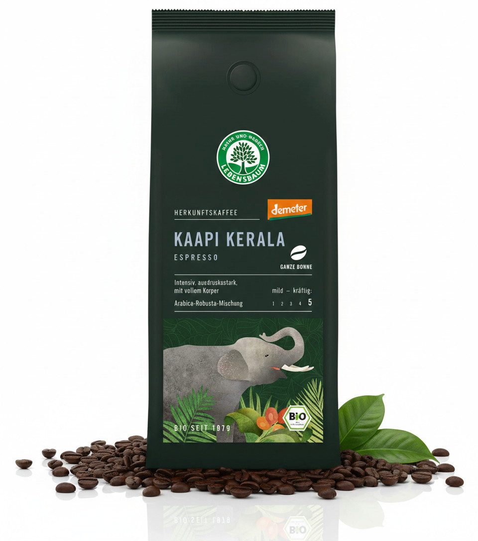 leben Kaffee Lebensbaum Bio Espresso Kaapi Kerala Bohne