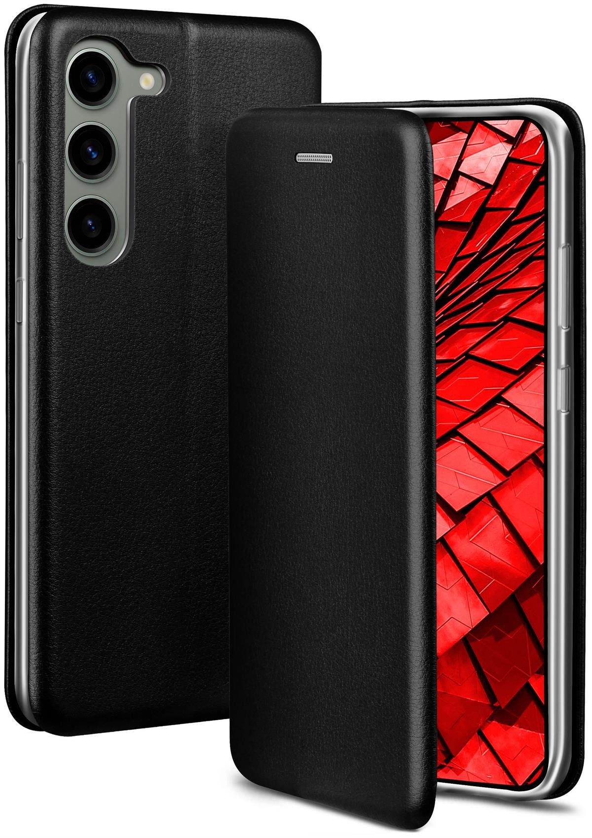 ONEFLOW Handyhülle für Samsung Galaxy S23 Premium Hülle Business Cover Schwarz 6,1 Zoll, 360 Grad Schutzhülle Flip Case Etui Klapphülle Dünn Leder Handy Tasche