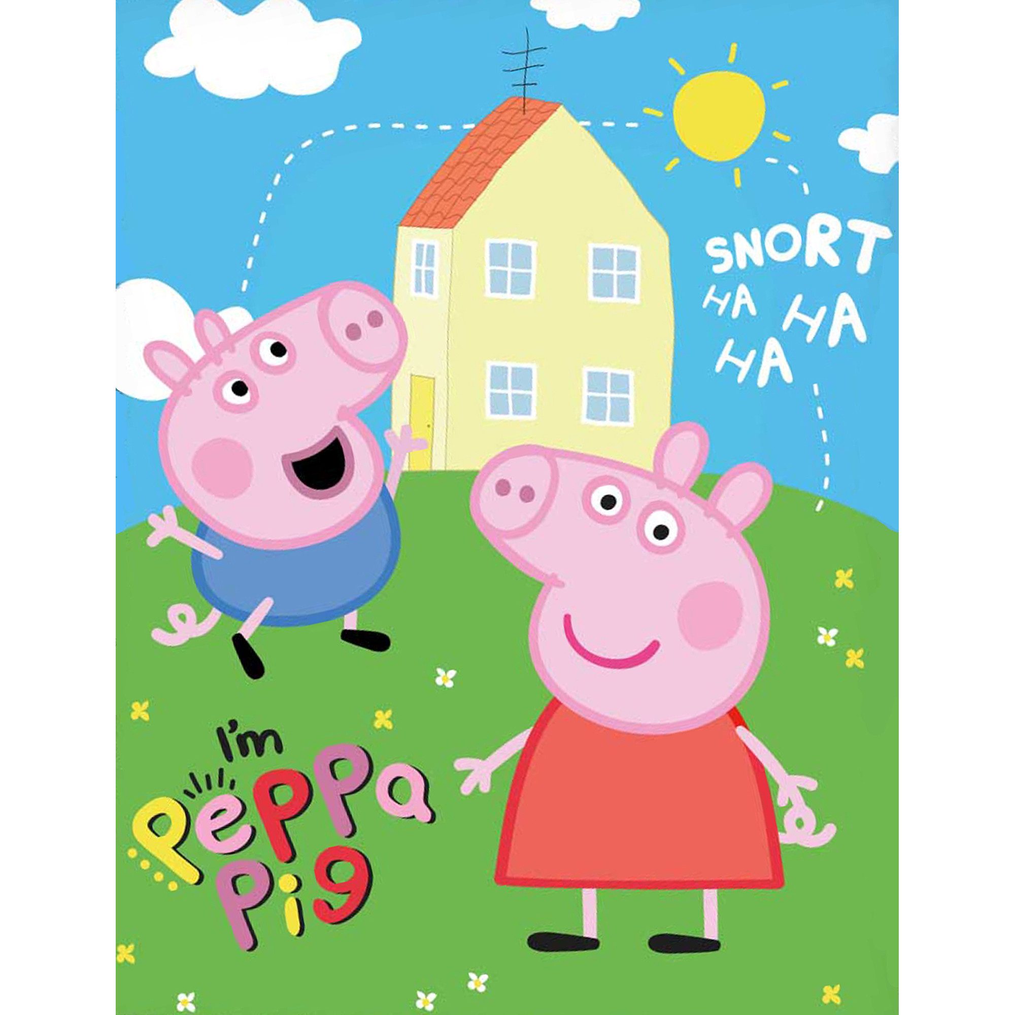 Kinderdecke Peppa Wutz Pig I'm 150 x 200 cm weich und kuschelig Coral Fleecedecke, BERONAGE, passend zur Bettwäsche, ideal für Sofa, Couch, Bett, Auto, Camping