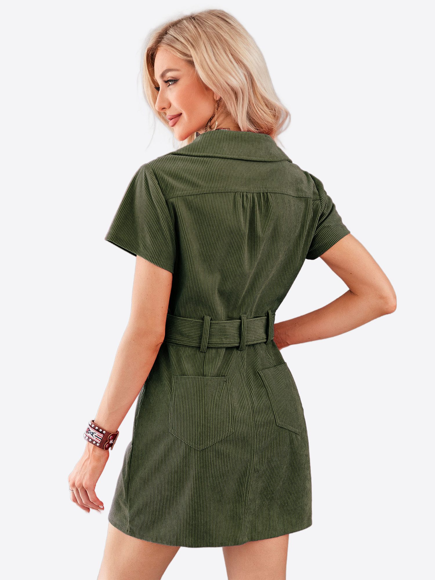 Imily Bela Cordkleid Damen Vintage Kleid mit Gürtel (Packung, 1-tlg., 1per-Pack) mit Reißverschluss