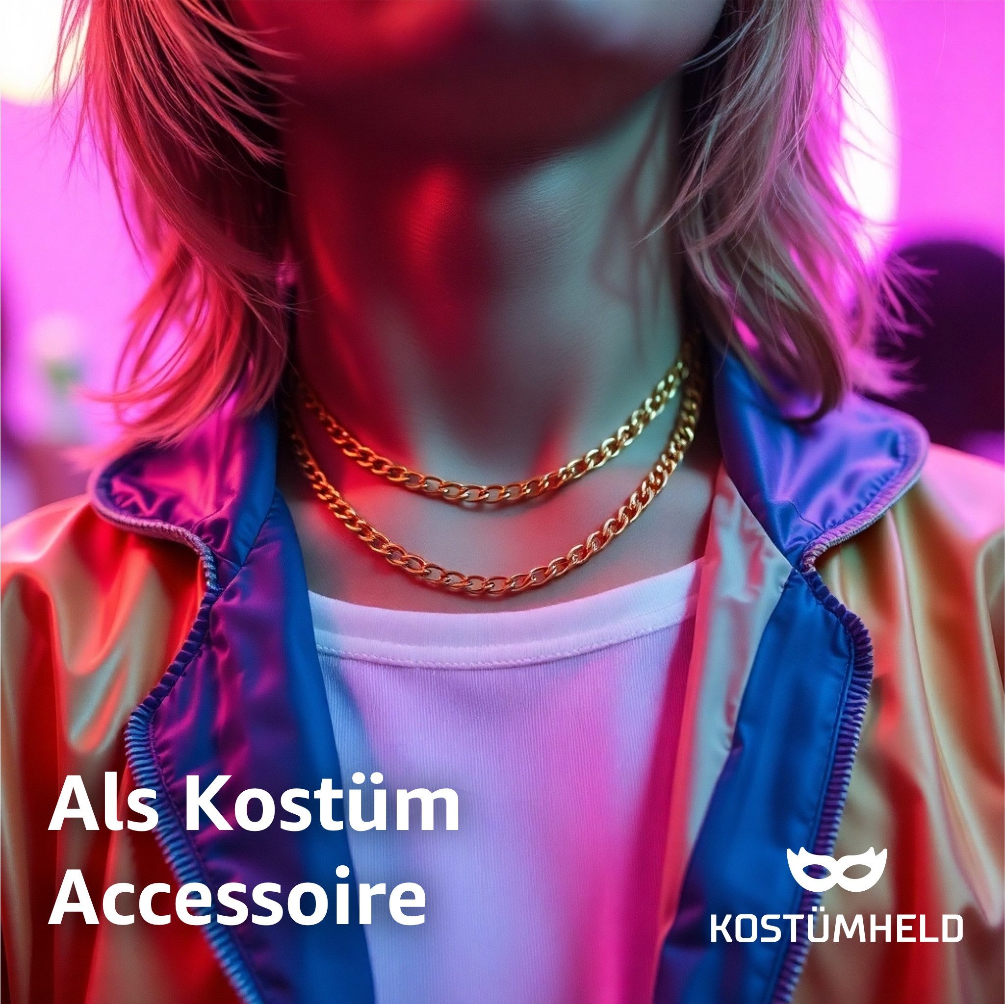 Kostümheld® Kostüm 1x Goldkette Panzerkette 50cm Vokuhila Accessoire 80er 9 günstig online kaufen
